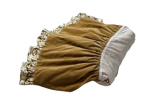 High End Velvet Crib Skirt with Ruffle Trim Brown Blue Nursery Bedding Baby - Picture 3 of 4