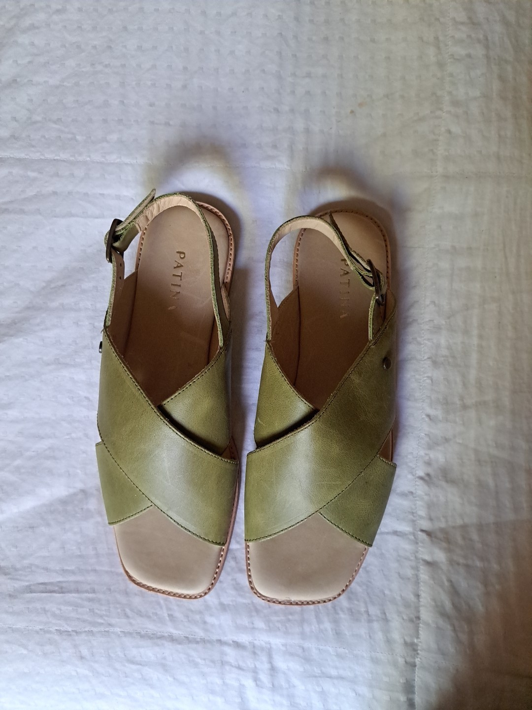 APL Sandalo donna Portland Patina fatto a mano DAL Messico verde oliva taglia 11 nuovo senza scatola