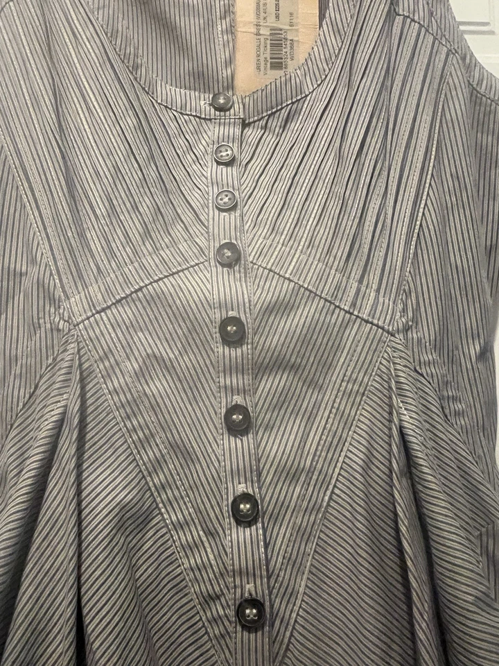 Vestido de verão All Saints Spitafield listra carrapato bainha bolha tamanho 0 - Imagem 2 de 4