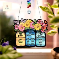 Personalized Mom Grandma Acrylic Suncatcher Custom Gift Decor