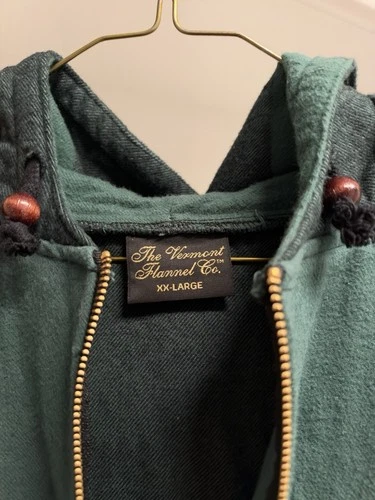 Vermont Flannel Company Men's XXL Hooded Flannel Zip Up Jacket - Evergreen Color image 6