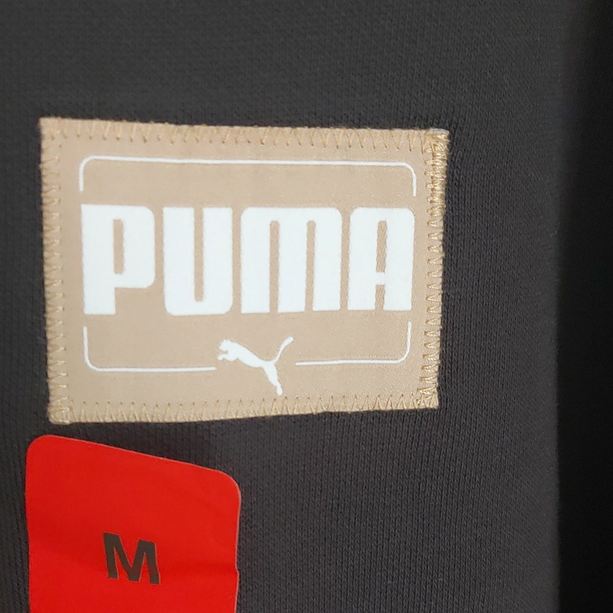 Womens PUMA Black Crew Neck Pullover Sweatshirt Logo Size M Regular.