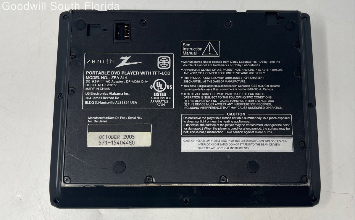 Zenith ZPA314 Portable DVD Player (7