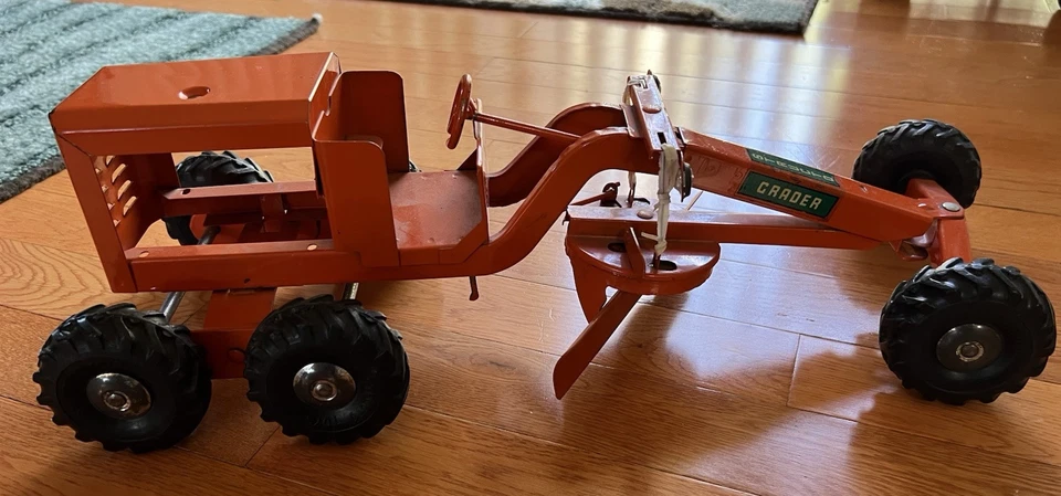 Structo 1950’s Pressed Steel Orange Road Grader 18” Toy Vintage - Image 3 of 4