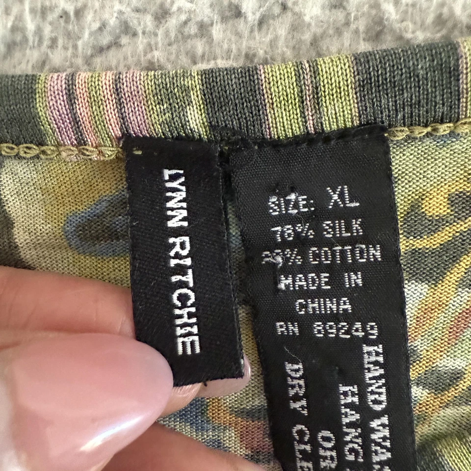 Camisa Lynn Ritchie XL multicolorida seda manga longa estampa asiática boho - Imagem 3 de 4