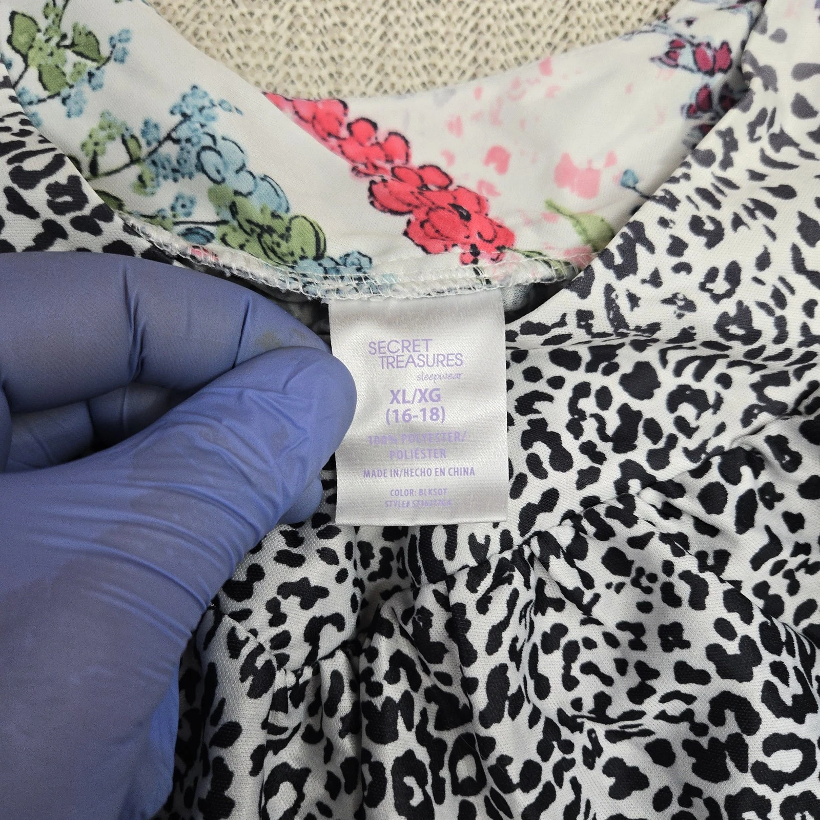 UNDERCOVER Camicia da notte Secret Treasures Muumuu donna XL stampa floreale leopardata manica corta