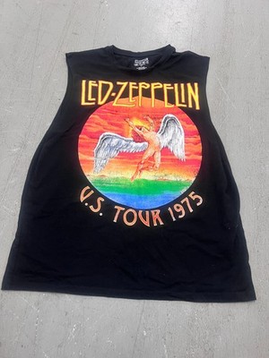 Retro Led Zeppelin U.S. Tour 1975 Tank Top Women Large Black Graphic Sleeveless