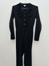 Habitual Girls Black Velvet Party Holiday Jumpsuit Sz 14