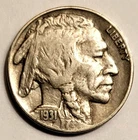 Buffalo Nickel; 1931S circulated, bold date and MM, 3/4 horn