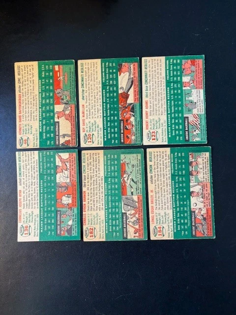 1954 Topps Baseball Lot 6 Different.ALL REDLEGS. Vg to Vg-Ex. Two corner creases - Image 2 of 2