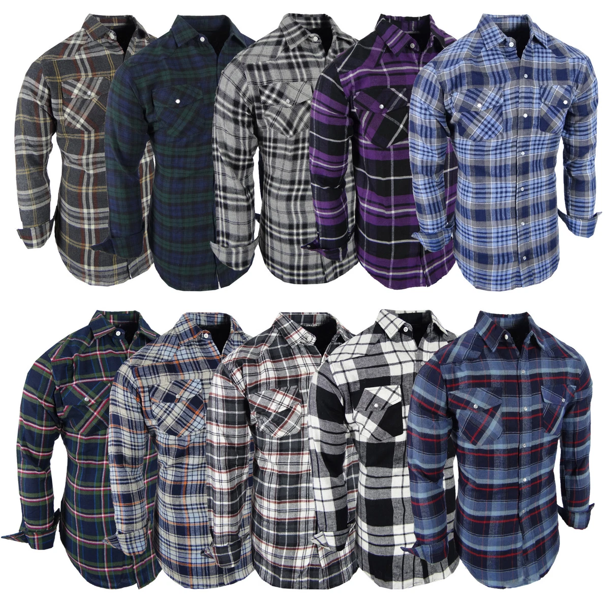 Men's western flannel shirts with snaps clearance