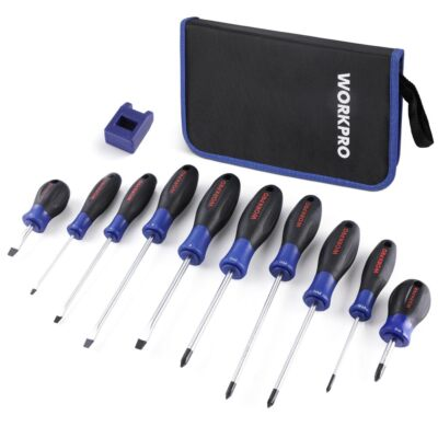 #ad WORKPRO 10 Piece Magnetic Screwdriver Set Phillips Slotted Flat Head Screwdriver $19.99
