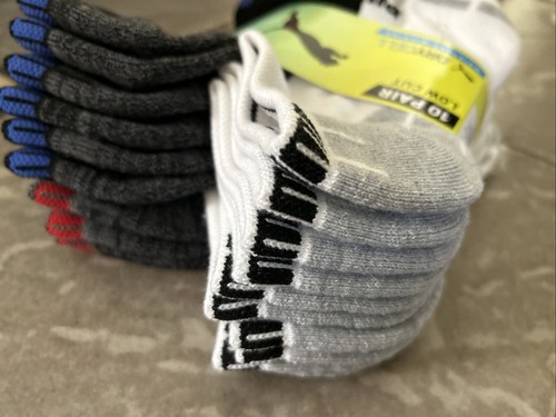 NEW PUMA 10 PACK SOCKS KIDS 4-9.5 BOYS GIRLS BLACK WHITE DRYCELL LOW CUT - Picture 5 of 10
