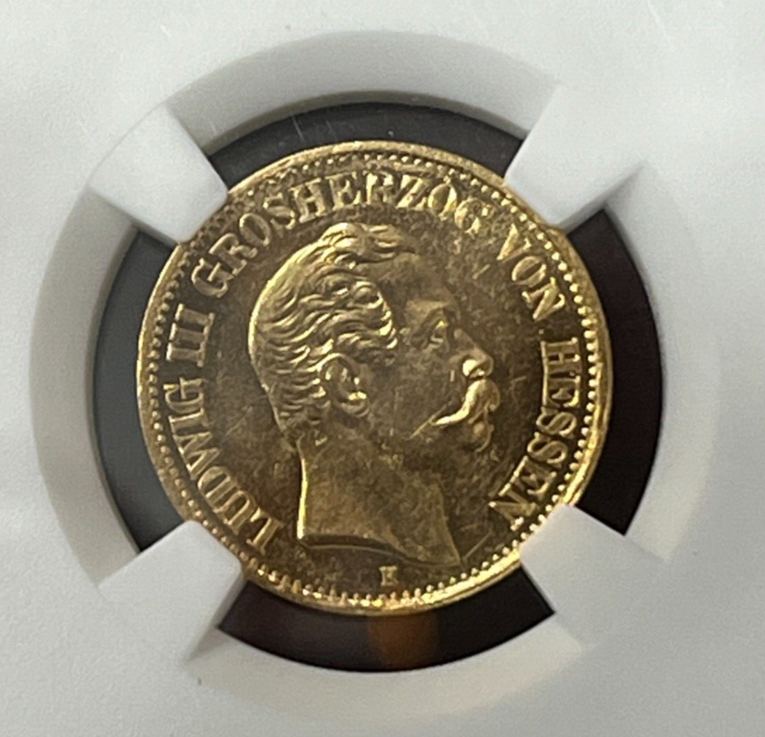 1875H Germany 10 Mark Gold HESSE-DARMSTADT MS 61 NGC | eBay
