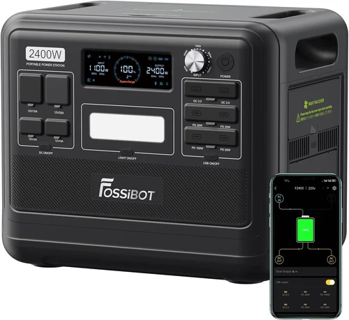 FOSSiBOT F2400 2048Wh 2400W Portable Power Station Solar Generator for Backup