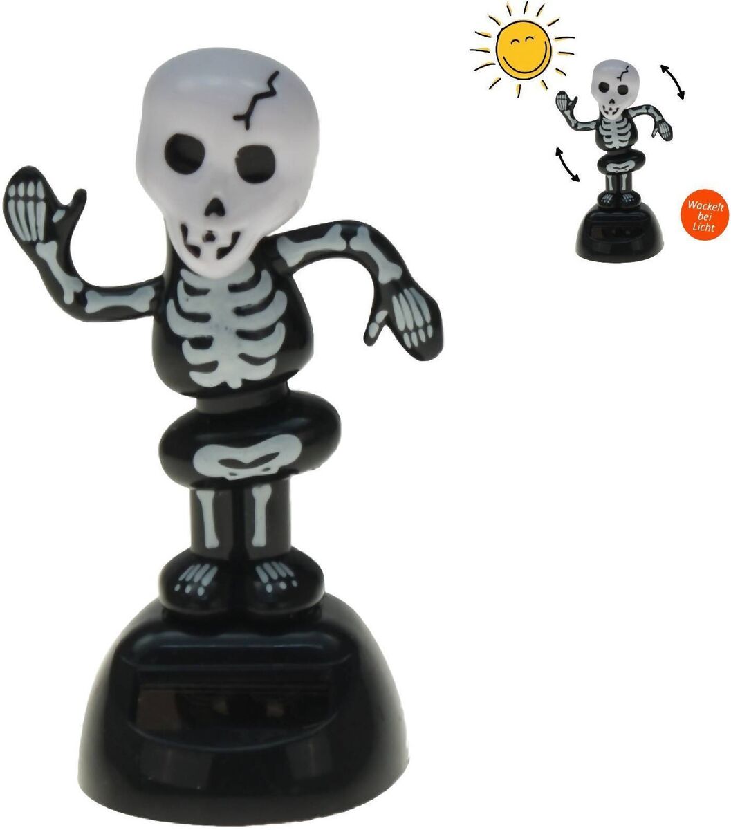 2 x Solar Wackelfigur tanzendes Skelett Halloween Deko Skull