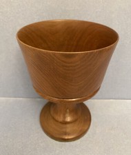 Hand Turned Pedestal wood bowl, Footed, 7  H