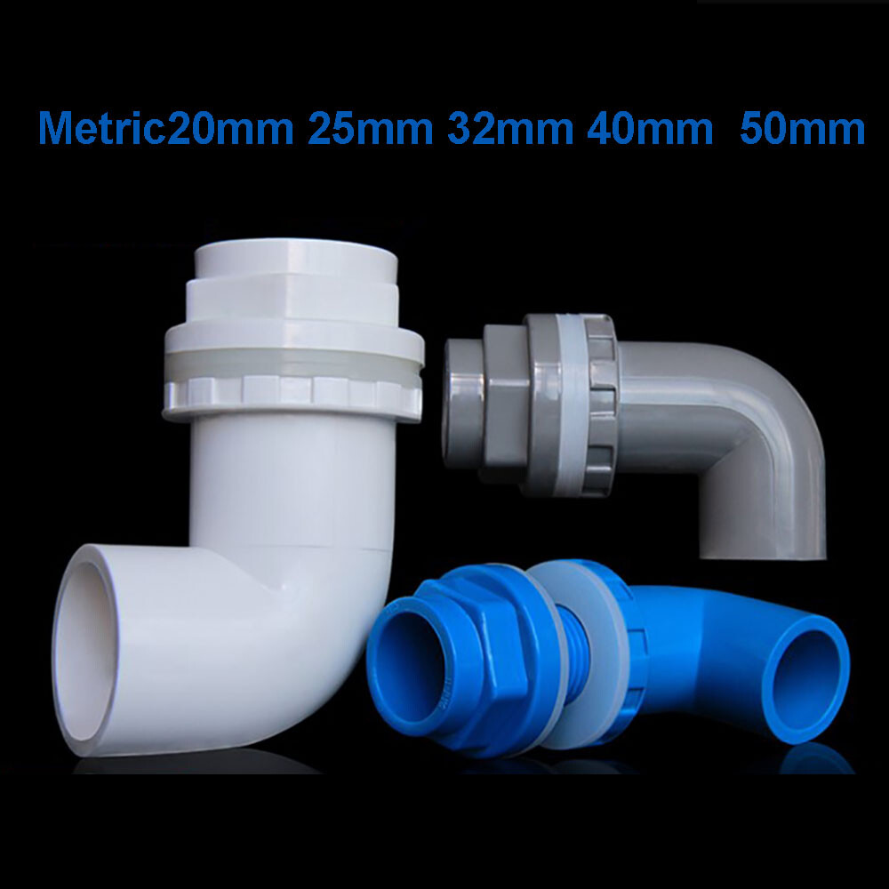 Tubos de filtración conector tanque mamparo de PVC para acuario de 90 grados 20-50 mm