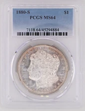 1880-S Morgan Silver Dollar – PCGS MS64 – Light Attractive Toning