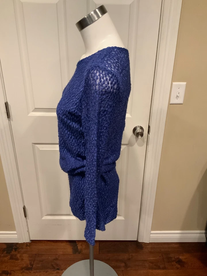 Alexis Jaylin Blue Textured Long Sleeve Romper, Size Medium - Image 4 of 4