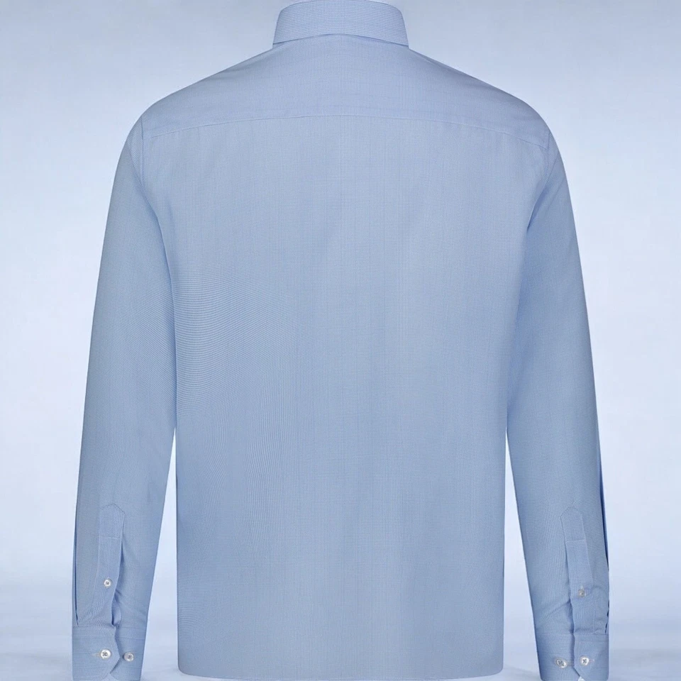 Camisa de manga larga American Heritage para hombre Mini Geo Gingham azul con botones NUEVA XL Foto 4 de 4