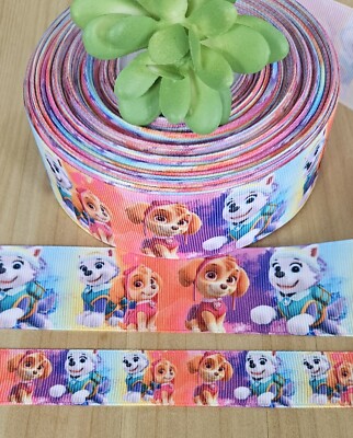 7/8 & 1.5'' (1 YD) Paw Patrol Grosgrain Ribbon Paw Patrol Cartoon Ribbon