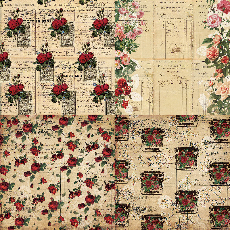 12PCS 6'' Vintage Floral Paper Pad Scrapbooking Album Card