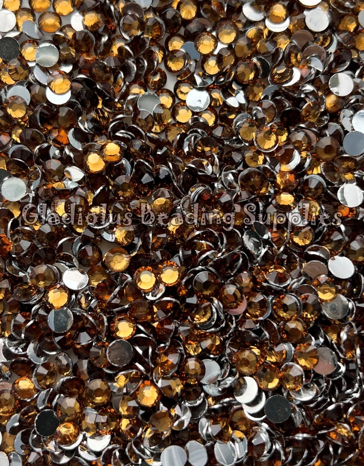 Diamantes de imitación de topacio ahumado, espalda plana sin hotfix, brillables hágalo usted mismo, diamantes de imitación facetados, Foto 2 de 3