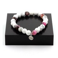 Steine Und MinéRaux. Armband Perlen Howlith + Achat Rosa Brown 8 Mm. Made