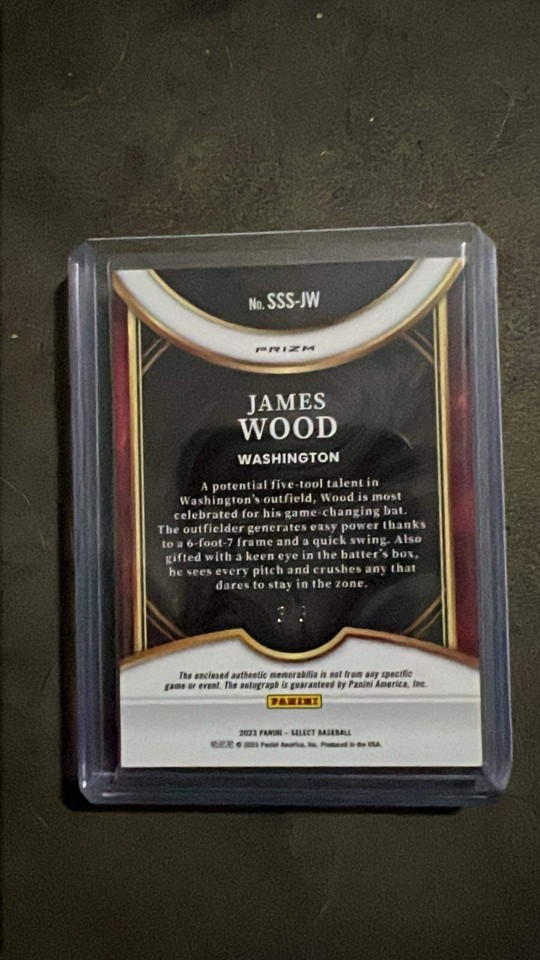 James Wood 2023 Select Signature Swatches Baseball RPA /3 RC Nationals ...