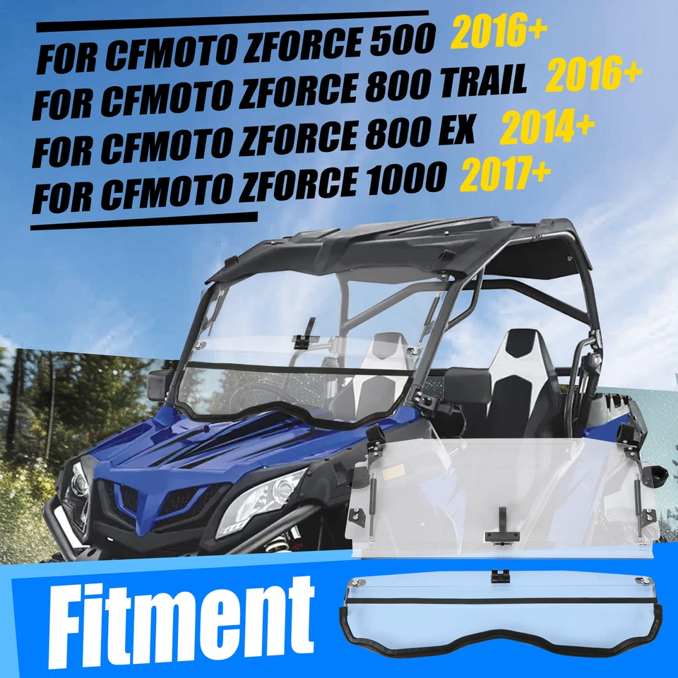 For CFMOTO ZForce 500 / 800 / 1000 Model Front Flip Windshield Scratch Resistant - Image 2 of 4