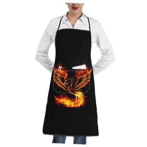 Cute Bib Aprons for Women Men Kitchen Chef Apron with Pockets Cooking Phoenix