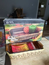 Vintage Anchor Hocking 1 1/2 Quart Utility Dish Harvest Amber Basket Buffet New