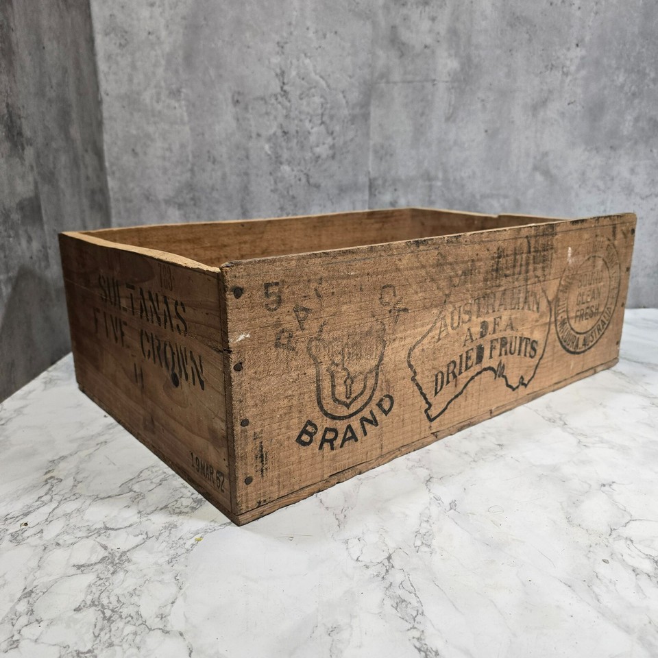 Vintage 60's Mildura Dried Fruit ADFA Australia Crate Chic Home Storage