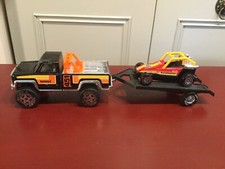 Buddy L 451 Black Pickup Truck With Trailer And Sandblaster Dune Buggy.