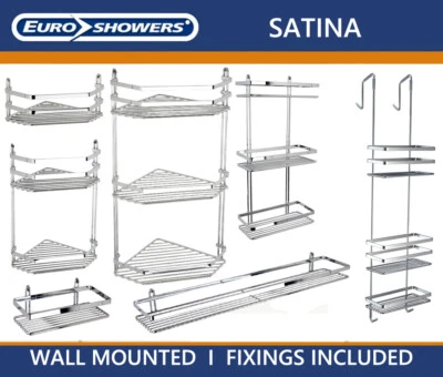 SATINA SHOWER CADDY BATHROOM SHELF BASKET TIDY RANGE: HANGING RECTANGLE CORNER