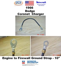 1966 Coronet Charger V8 Engine to Body Ground Strap New MoPar USA