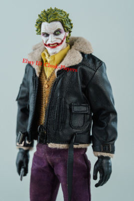 1/12 black Leather Fur Jacket for 6
