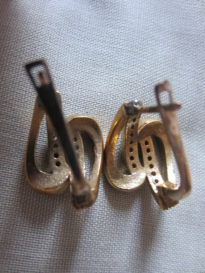 Orecchini arg. 925 doratura al bronzo e radici di zaffiro bianco - Immagine 3 di 4