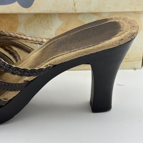 Mudd 90er hochhackige Sandalen Slipper Riemchen braun offene Zehenpartie neutral Freizeit Damen 6,5 - Bild 4 von 6
