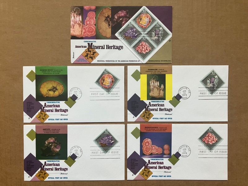 1974 10c Mineral Heritage 1538-41 Fleetwood First Day Cover Master Set of (5)