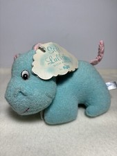 TERRY CLOTH Russ Berrie Plush Baby Blue Hippo Stuffed Rattle Vintage RARE TAGS