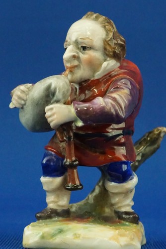 Figura de porcelana antigua GINORI DOCCIA NANO CARAMOGI gaitero gnomo 1800 19th - Imagen 12 de 23