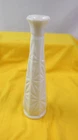 9" Starburst Vintage Milk White Glass Bud Vase