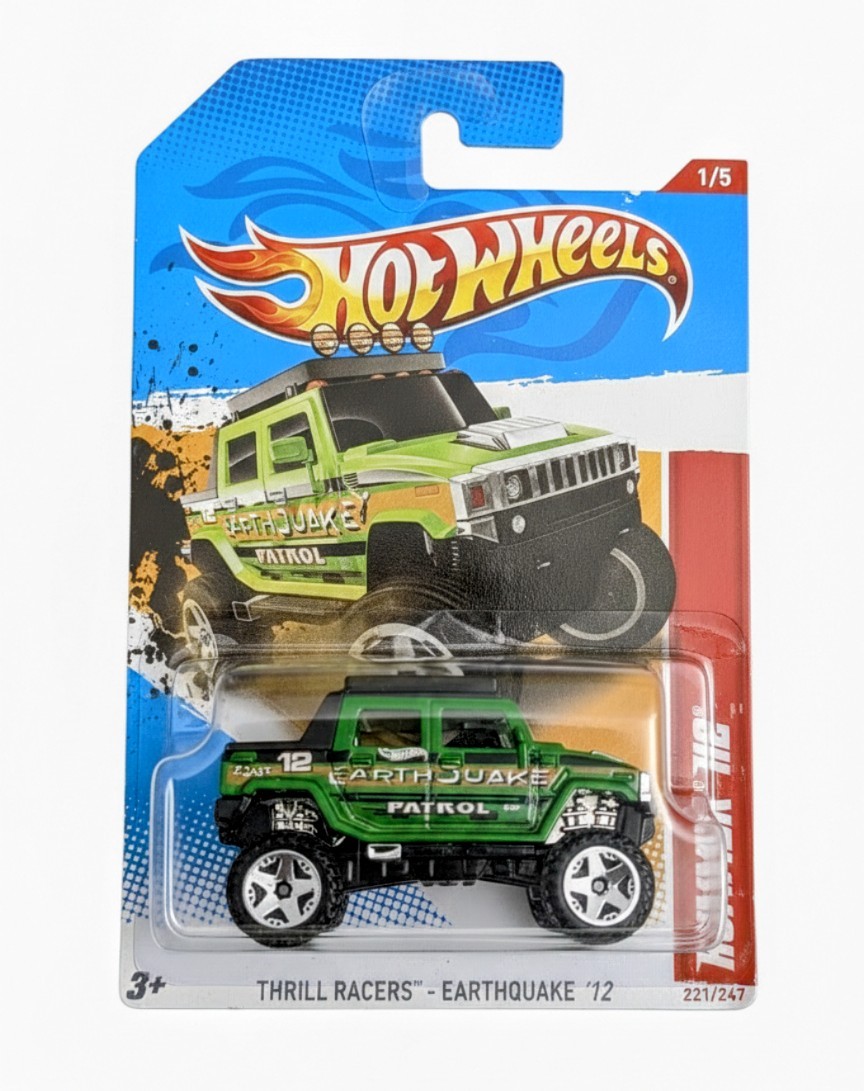 Hot Wheels Hummer H2 Green Thrill Racers Earthquake '12 Patrol #221 2012 New