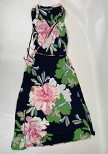 Tommy Hilfiger Isla Floral Midi Dress Keyhole Stretch Womens Size 8