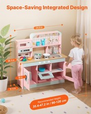 New Play Kitchen New Kids, Wooden Toy Kitchen Set with Lights and Sounds, Toddl