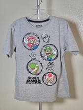 Nintendo Super Mario Bros Character Collage Graphic T-Shirt Gray Boys' Size S