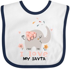 Inktastic Elephant-Hebrew Grandma  I Love My Savta Baby Bib Elephant Elephants