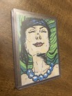ACEO Original Pen & Ink Fantasy Comic Woman ATC Artist Trading Card OOAK 2.5x3.5 — photo 3